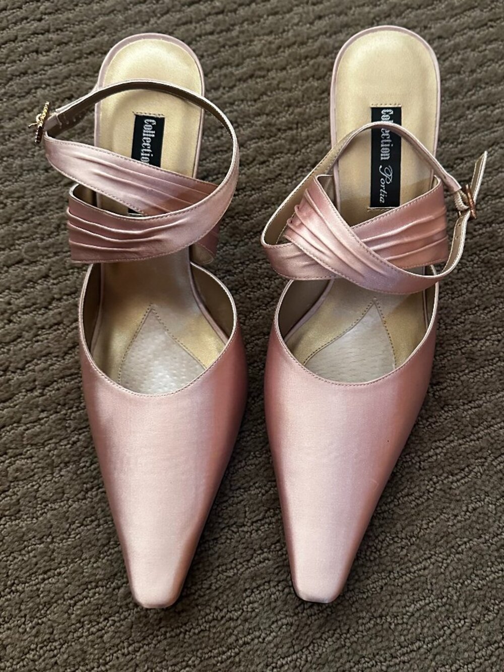 Vintage Portia Champagne Satin Strappy Evening Sandal- 10M